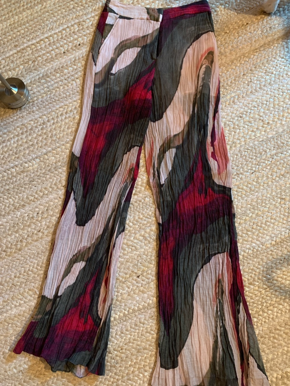 Zara Wide-Leg Printed Pants in Pink, Red, Black & Cream